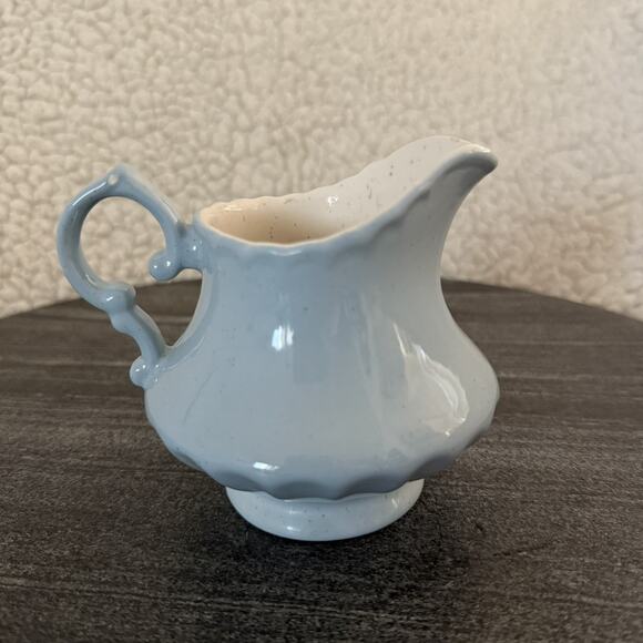 Vintage MCM Metlox Poppytrail Vernon True Blue Creamer Speckled Made In USA - Picture 2 of 7